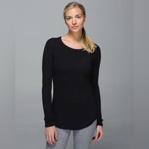 🍋Lululemon-Cabin Yogi Long Sleeve-Black/Heathered Dark Grey